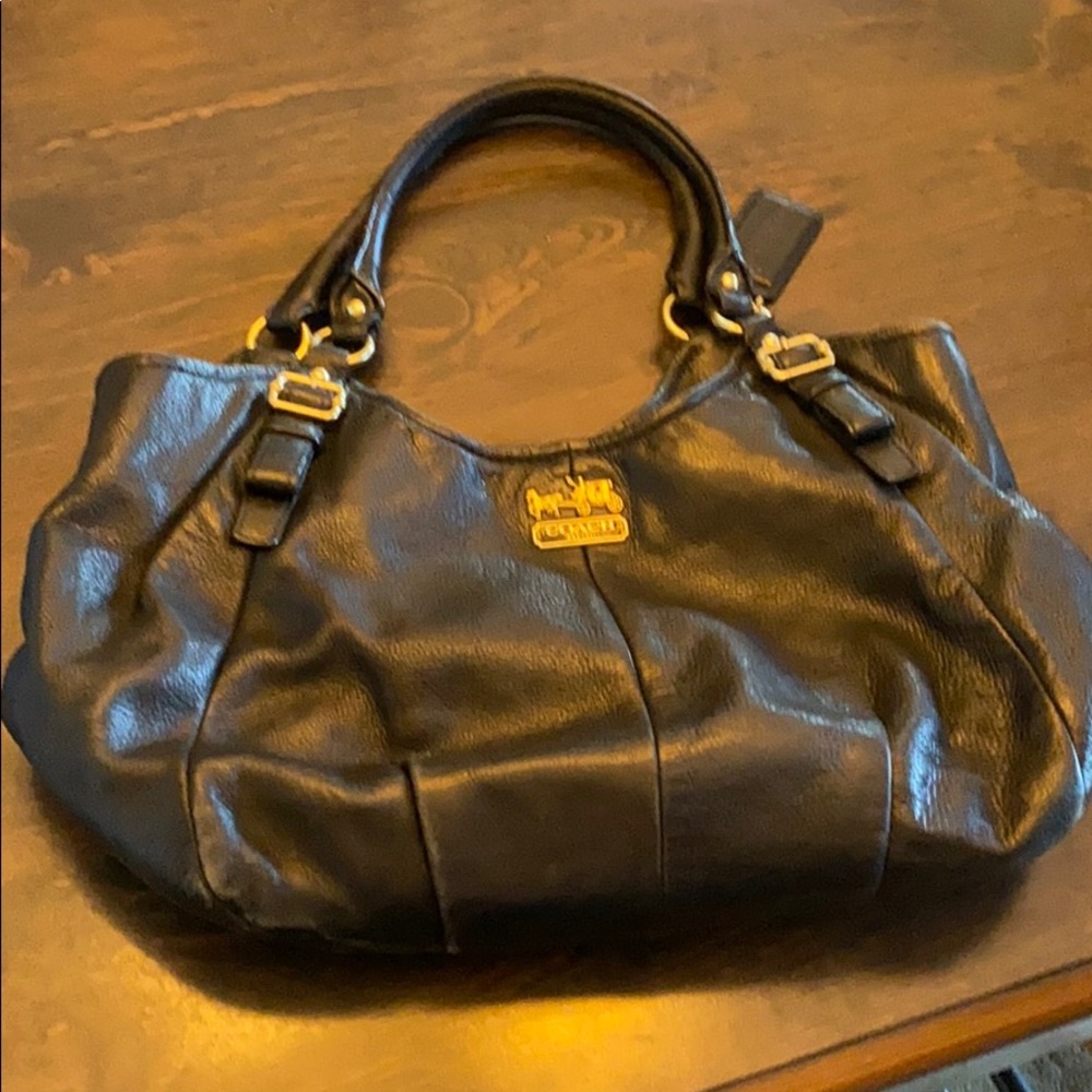 Coach black leather bag